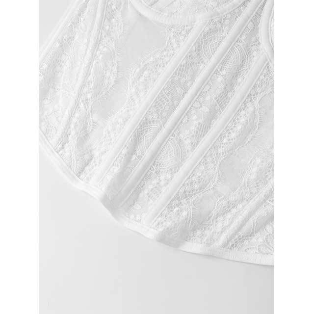 Adjustable Straps See Through Lace Corset Top