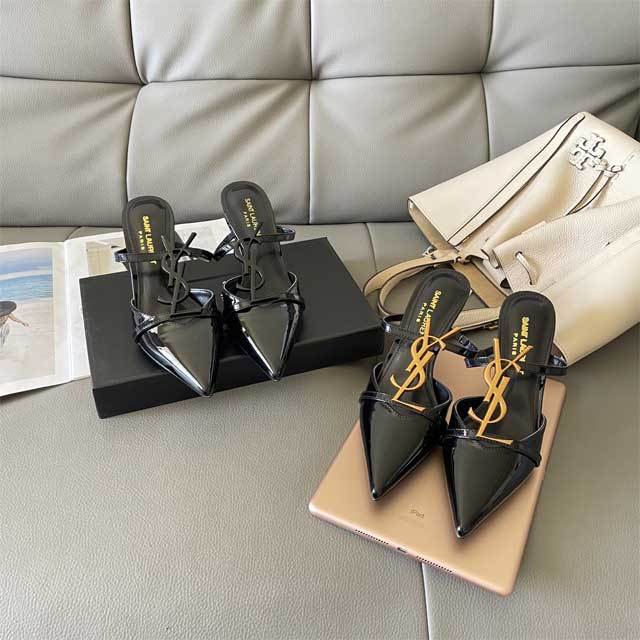 Leather Pointed Toe High Heeled Sandals