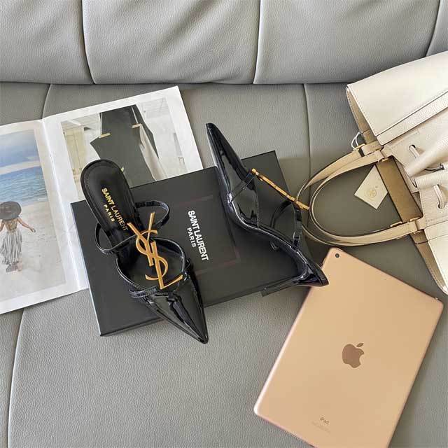 Leather Pointed Toe High Heeled Sandals
