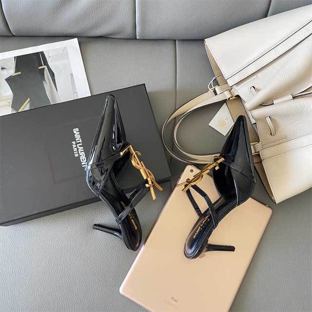 Leather Pointed Toe High Heeled Sandals