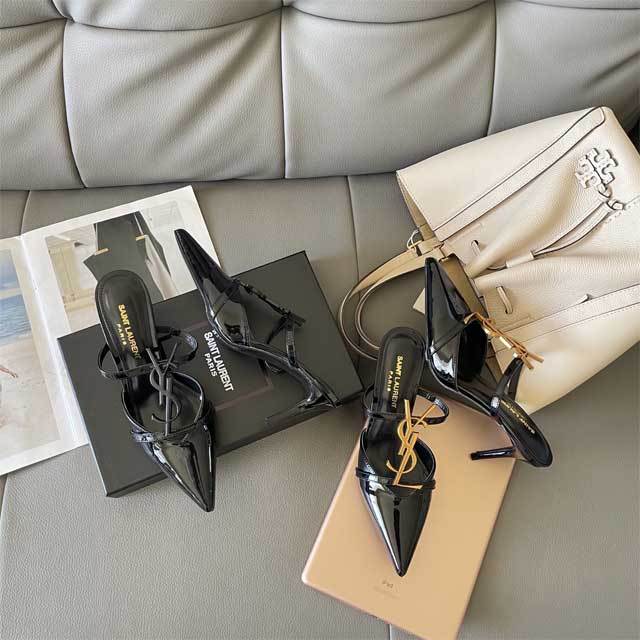 Leather Pointed Toe High Heeled Sandals