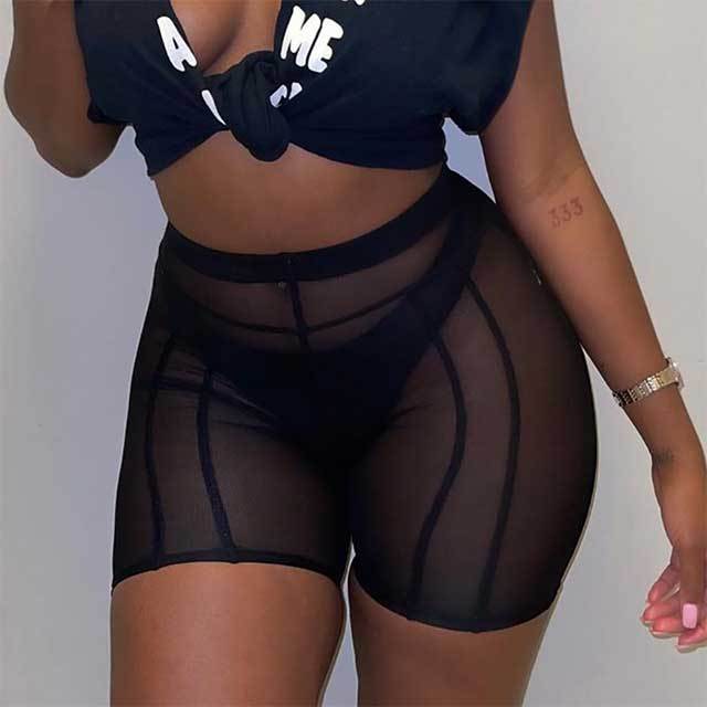 See Through Mesh Tight Legging Shorts