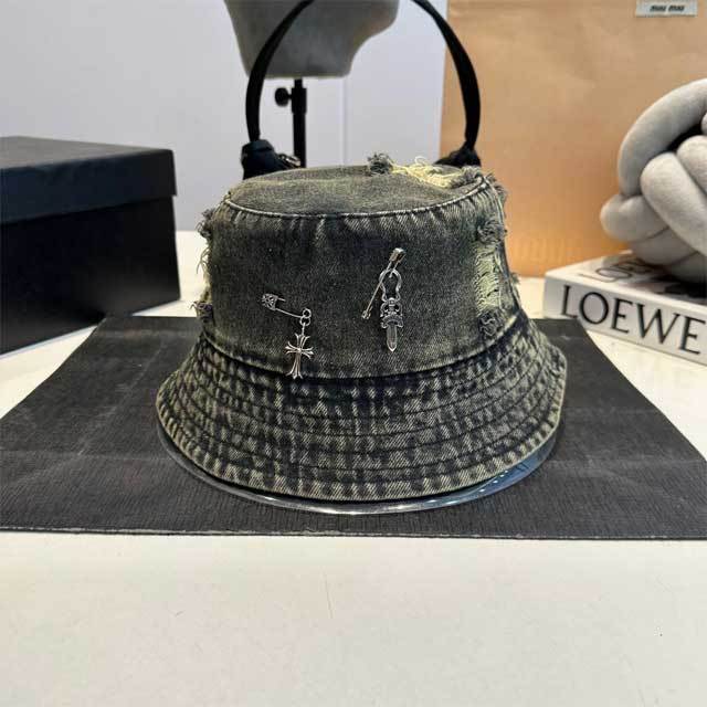 Denim Ripped Bucket Hat