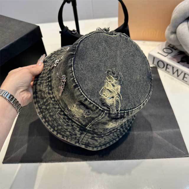 Denim Ripped Bucket Hat