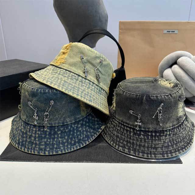 Denim Ripped Bucket Hat
