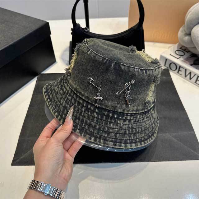 Denim Ripped Bucket Hat