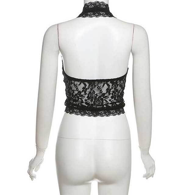 Halter V Neck Cropped Top Lace Trim Pants Set