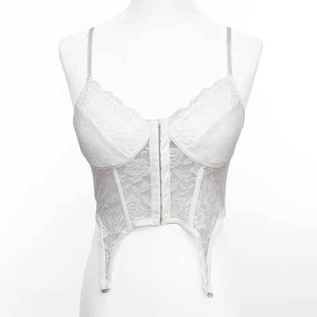 Lace Cross Strap Corset Top Slim Pant Set