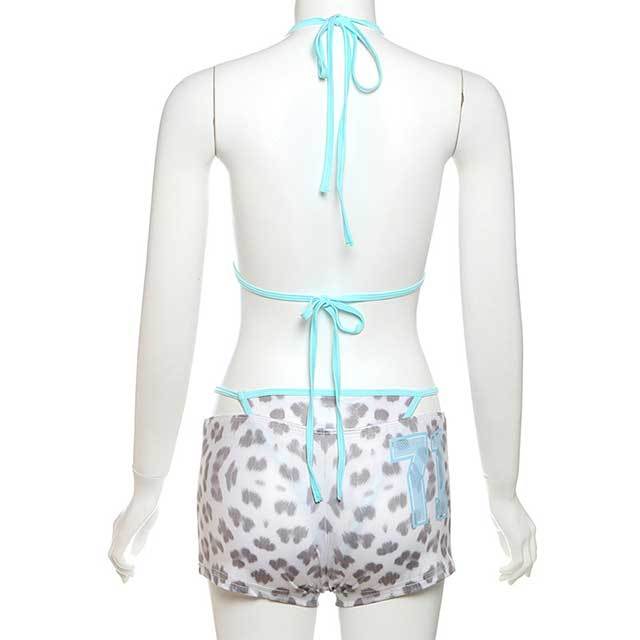 Leopard Printed 3 Pieces Swimwear Bikini Set