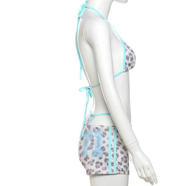 Leopard Printed 3 Pieces Swimwear Bikini Set