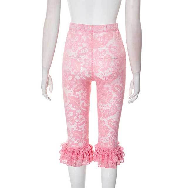 Leopard Printed Tube Top Lace Trim Pants Set