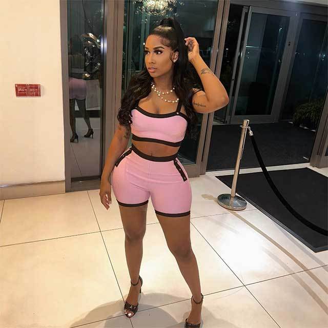 Colorblock High Waist Sport Shorts Set