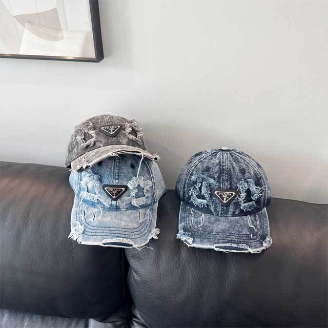 Fashion Logo Washed Denim Baseball Caps