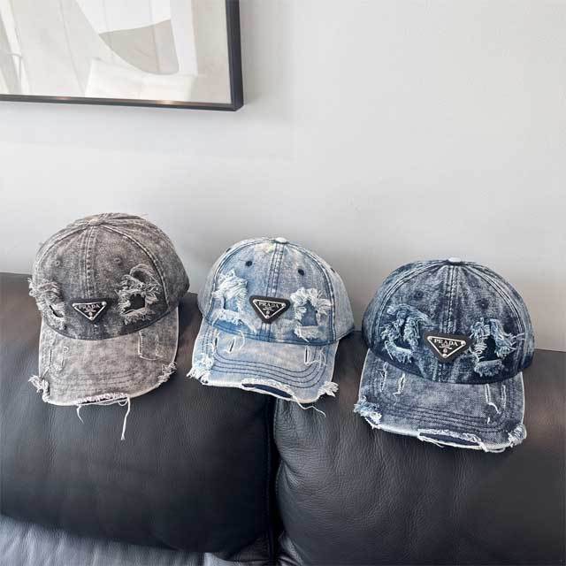 Fashion Logo Washed Denim Baseball Caps