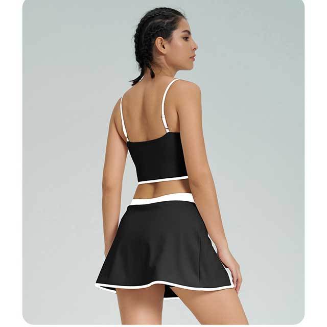 Colorblock Activewear Yoga Skirt Short Set