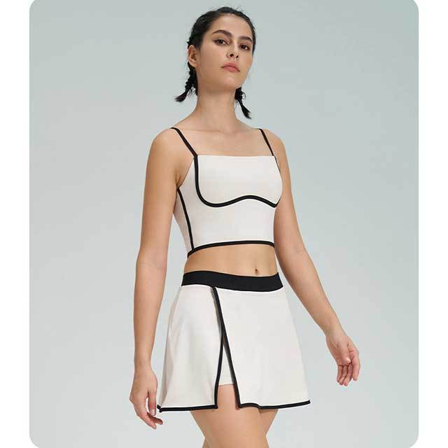 Colorblock Activewear Yoga Skirt Short Set