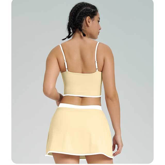 Colorblock Activewear Yoga Skirt Short Set