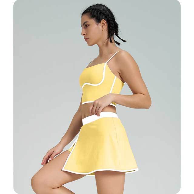 Colorblock Activewear Yoga Skirt Short Set