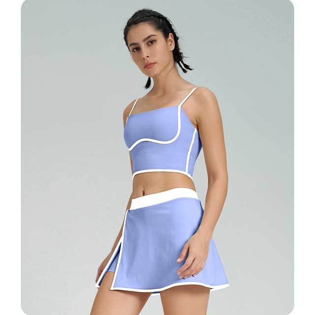 Colorblock Activewear Yoga Skirt Short Set