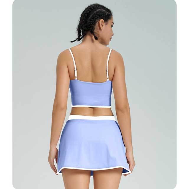 Colorblock Activewear Yoga Skirt Short Set