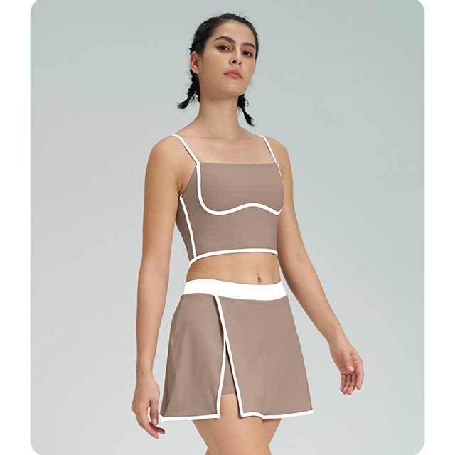 Colorblock Activewear Yoga Skirt Short Set
