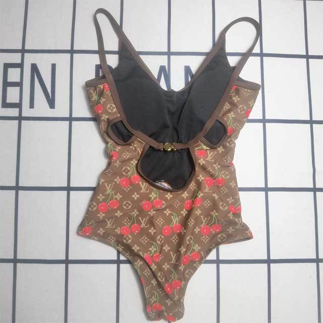 Cherry Print Backless Women One Piece