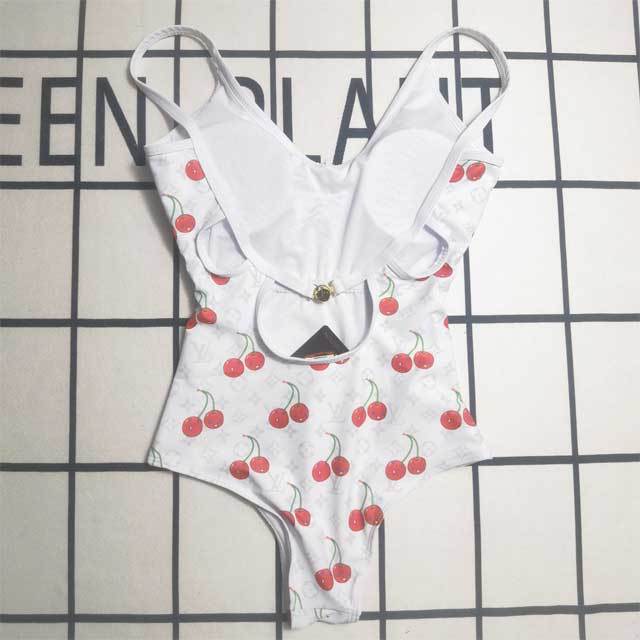 Cherry Print Backless Women One Piece
