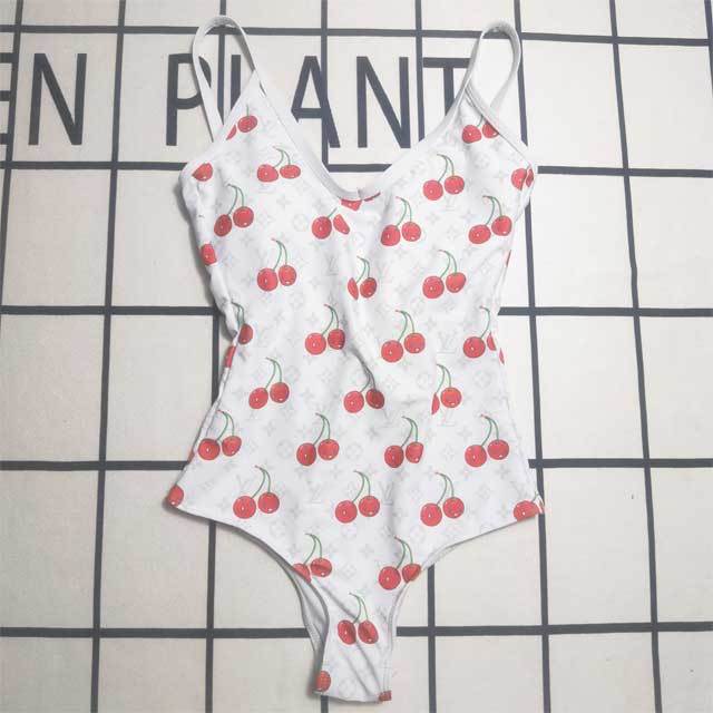 Cherry Print Backless Women One Piece