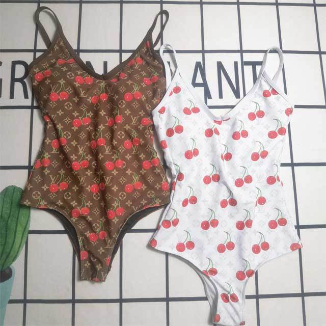 Cherry Print Backless Women One Piece