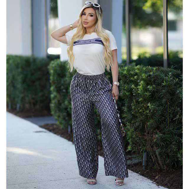 Printed Casual Bell Pants Set