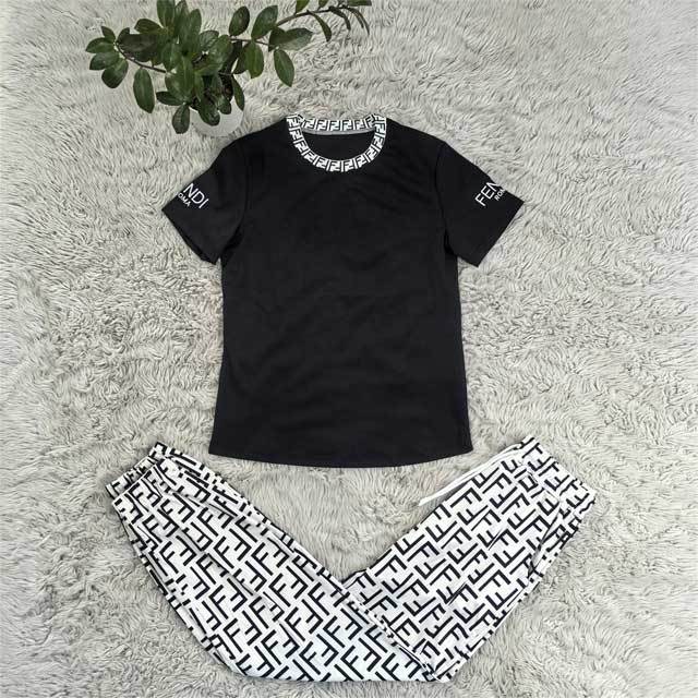 Printed Short Sleeve Casual Tracksuit Set