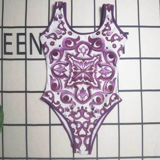 Printed Backless Sexy One Piece
