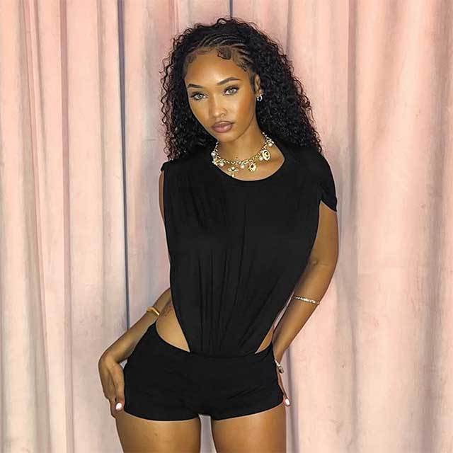 Solid Color Sleeveless Bodysuit Top Mini Short Set