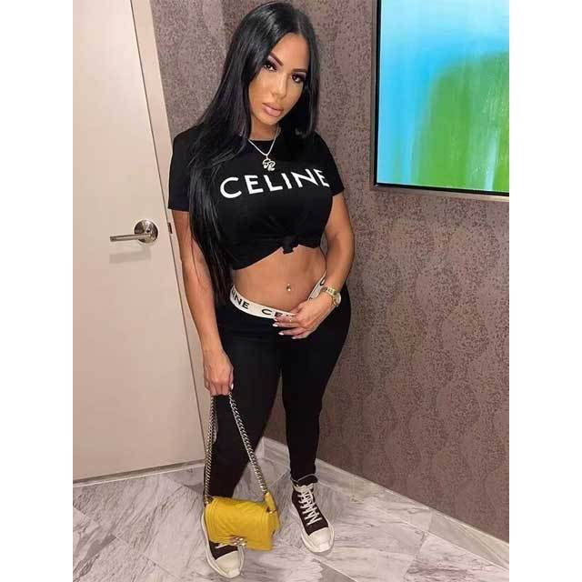 Letter Print Short Sleeve Casual Tracksuit Set