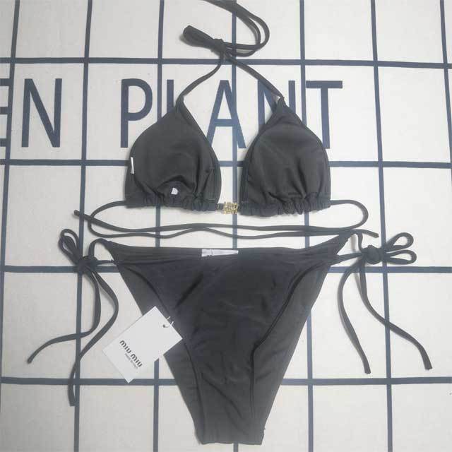 Metal Logo Strappy Bikini Set