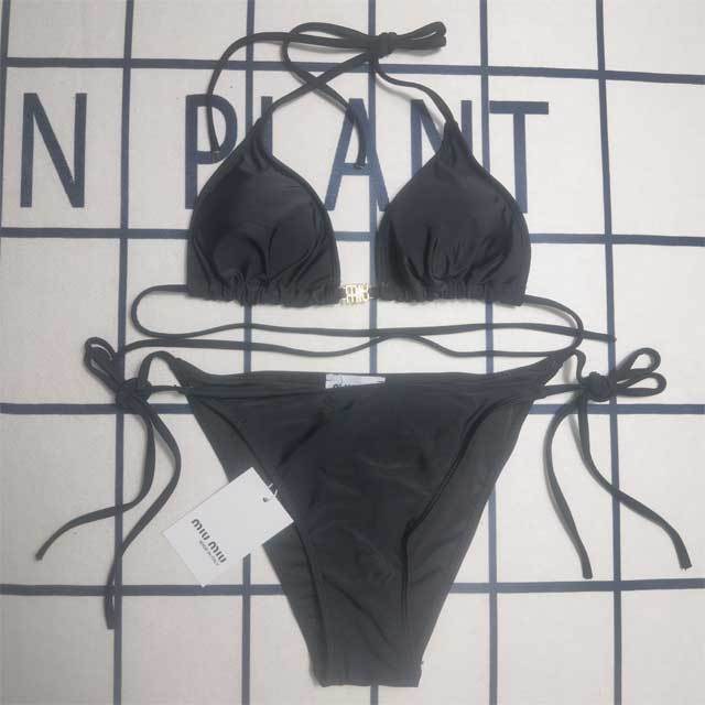 Metal Logo Strappy Bikini Set