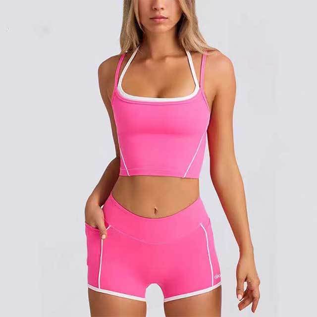 Contrast Color Printed Activewear Short Set