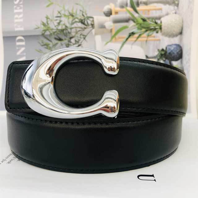 Metal Logo Fashion Leather Trousers Belt