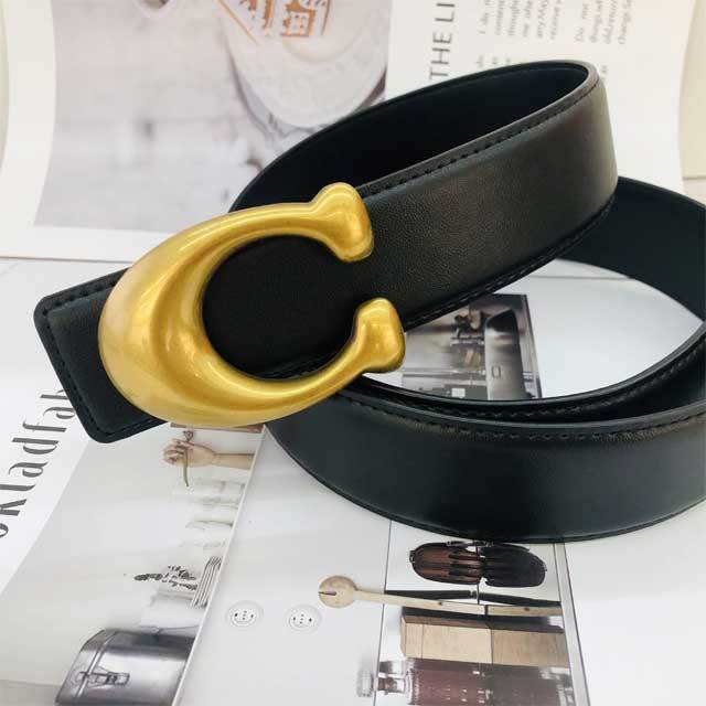 Metal Logo Fashion Leather Trousers Belt