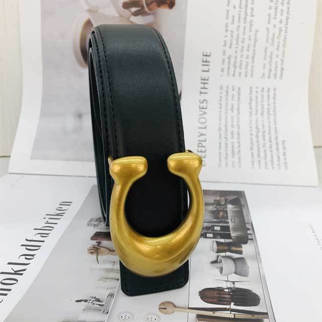 Metal Logo Fashion Leather Trousers Belt
