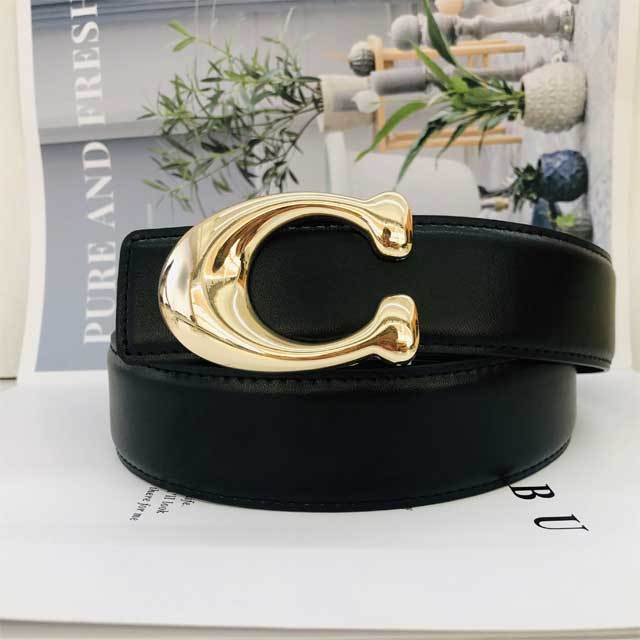 Metal Logo Fashion Leather Trousers Belt