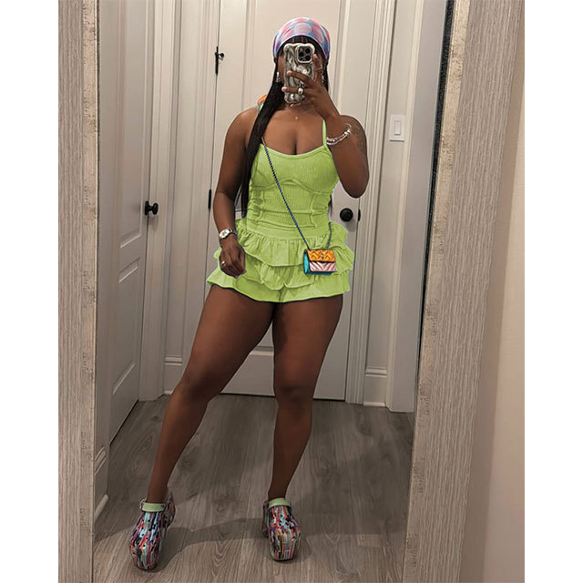 Sleeveless Cami Tank Top Ruffled Mini Skirt Set