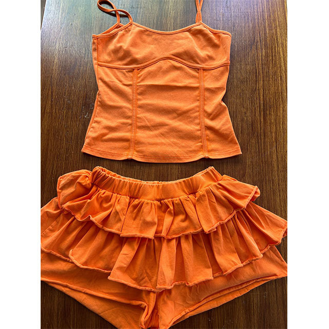 Sleeveless Cami Tank Top Ruffled Mini Skirt Set