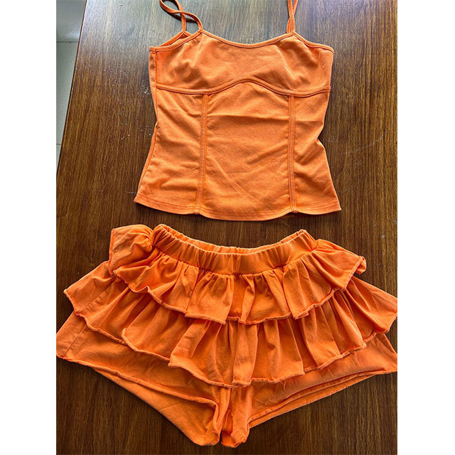 Sleeveless Cami Tank Top Ruffled Mini Skirt Set