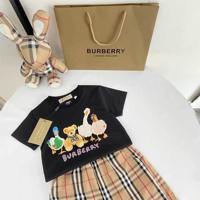 Plaid Print Casual Children Short Set