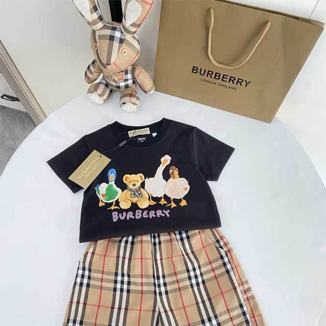 Plaid Print Casual Children Short Set