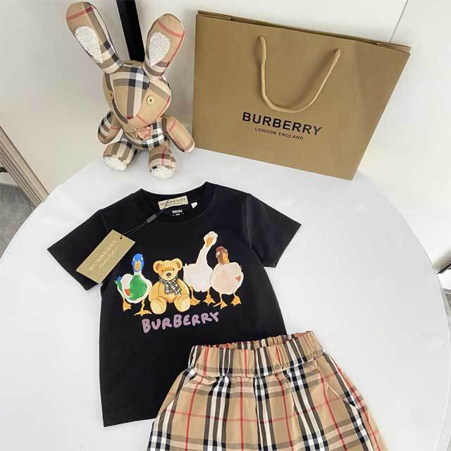 Plaid Print Casual Children Short Set