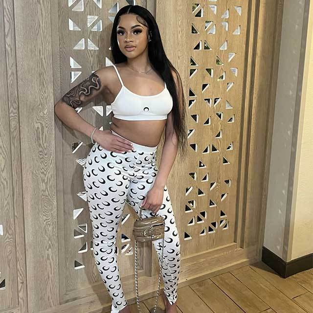 Cami Cropped Top Printed Skinny Pant Set