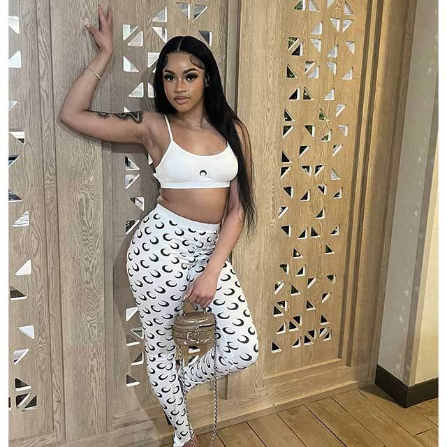 Cami Cropped Top Printed Skinny Pant Set