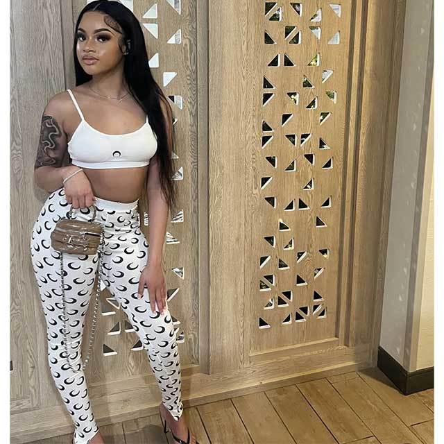 Cami Cropped Top Printed Skinny Pant Set